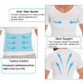 Mens Slimming Compression Shirt Body Shaper V-Neck Undershirt Shirts Workout Abs Abdomen Tummy Control Shapewear Tops. 