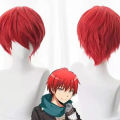 Assassination Classroom Karma Akabane / Akashi Seijuro / Sasori Short Flame Red Cosplay Wig Costume High Temperature Fiber.