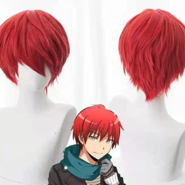 Assassination Classroom Karma Akabane / Akashi Seijuro / Sasori Short Flame Red Cosplay Wig Costume High Temperature Fiber