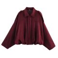 TFMLN Women Suede Bomber Jacket Spring New Fashion Long Sleeve Zipper Oversize Solid Bomber Coat Chic Lady 2025 Streetwear.