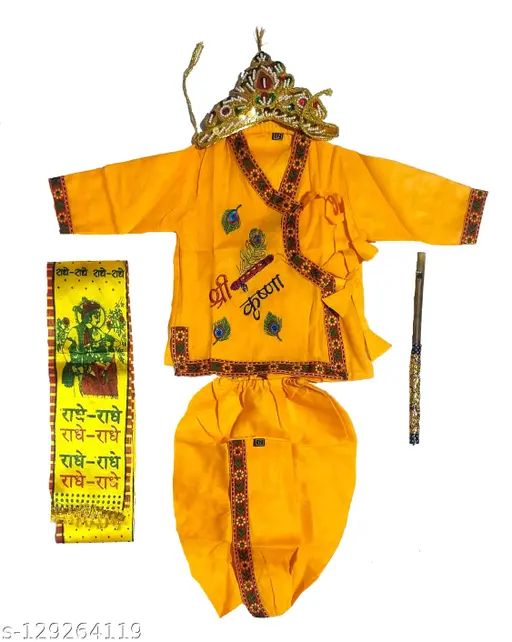 Krishna%20Dress%20For%20Boys(%201%20Month%20to%2013%20Years)%20Dhoti,%20Kurta,%20Basuri,%20Pata,%20Mukut%20-%20Image%204