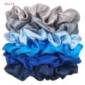 6pcs/lot Hair Scrunchies Bands Scrunchy Ties Ropes Ponytail Holder for Women or Girls Accessories Satin Headwear Solid Color Set. 