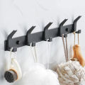 Modern Hanging Hooks For Wall Aluminium Black Towel Holder Bathroom Door Clothe Hanger Coat Rack Wall Mounted. 