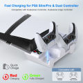 Horizontal Stand and Cooling Station with 3-Level Cooling Fan Dual Controller Charger for PS5 Slim/PS5 Pro Disc/Digital Edition. 