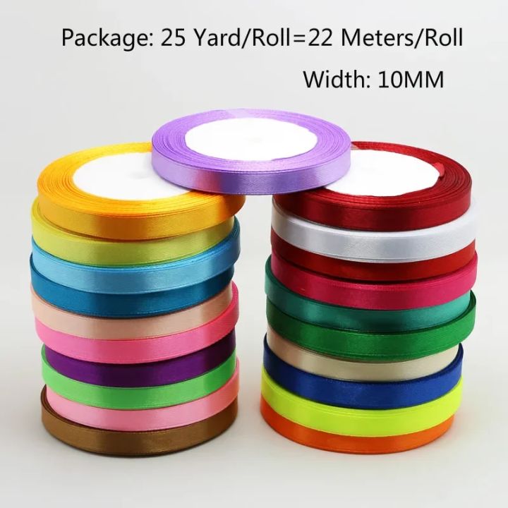 25Yards Satin Silk Ribbon 10mm Ribbon Wedding Party Christmas Flowers ...