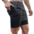 Mens 2 in 1 Running Shorts Summer Athletic Gym Workout Performance Shorts with Towel Loop Pockets Stretchy Quick Dry. 