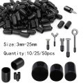 10-50pcs Threaded End Caps, 3-25mm PVC Rubber Pipe Cap, Screw Protector for Plastic Tube Steel Hub, Push-in Plug. 