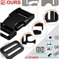 4 Sets Buckles for Straps, Release Buckle Plastic Clip Dual Adjustable, for Luggage Nylon Strap Webbing Outdoor Backpack. 