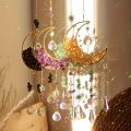 1/4pcs Moon Shaped Crystal Sun Catcher, Car Pendant, Magic Rainbow Hanging Wall Decoration, Fantasy Crystal Pendant, Rainbow.