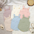 Newborn Baby Bodysuit Cotton Knit Infant Boy Girl Jumpsuit Sleeveless Summer Children Sling Clothes Fashion Solid 0-18M Overalls. 