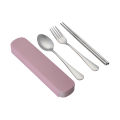 Stainless Steel Korean Spoon Fork Chopsticks 3 Piece Portable Tableware Student Outdoor Traveling Pull Out Gift Set.