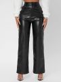 Straight Cut Leather Pant For Ladies By Kabs Kouture. 
