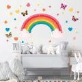 Rainbow Wall Decal Waterproof Sticker Rainbow Butterflies Clouds Star Flower Wall Decals for Nursery Kids Girls Bedroom Decor. 