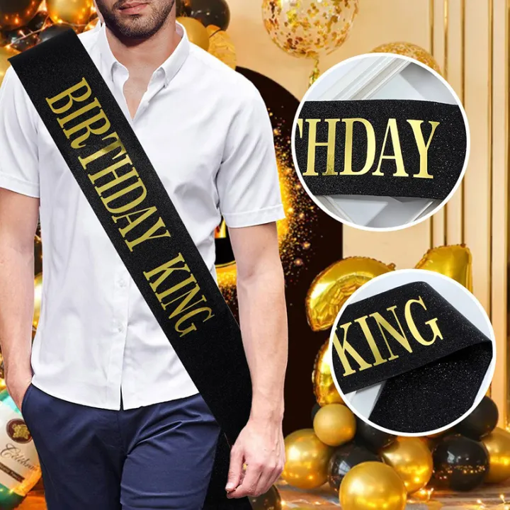 Black Gold Birthday King Sash for Men Boy Happy 16th 18th 20th 30th ...