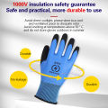 1 Pair Blue Electrician Insulating Gloves Withstanding Voltage 1000V High Elasticity Touch Screen Glove Worker Safety Protective. 