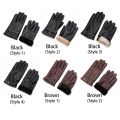 Men's Fleece Thermal Leather Gloves Winter Warm Touch Screen Windproof Waterproof Driving Gloves Full Finger Black Gloves.