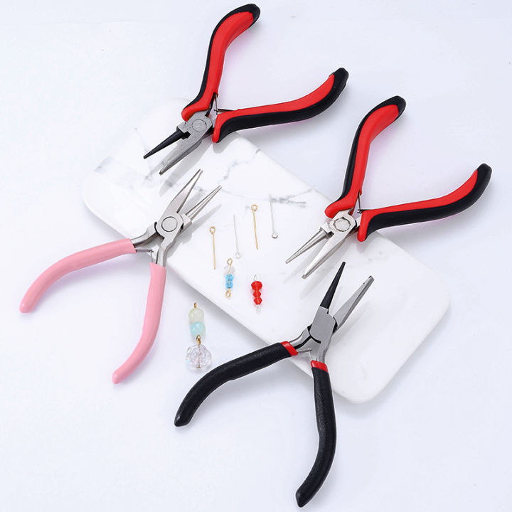 Pink Round Concave Pliers Wire Looping Mini Precision Pliers Wire Bending Tools for DIY Jewelry Making Eye Hobby Projects