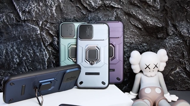 Xiaomi Redmi Note 13 Pro 5G Case with Slide Camera Cover,Rotated Ring Kickstand Military Grade Shockproof Protective Cover