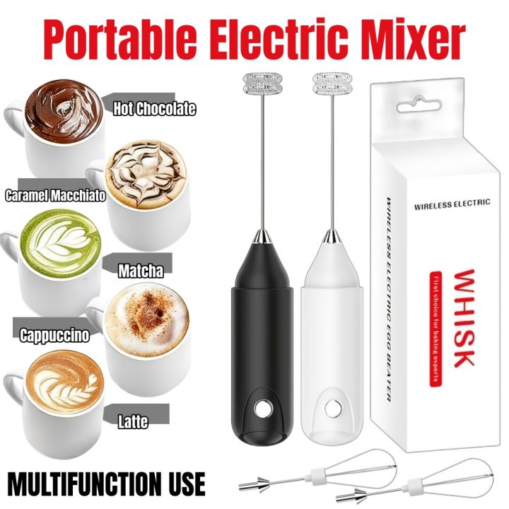 1/2sets Handheld Electric Mixer with Egg Beater Set Portable Milk Foam Maker for Travel Coffee Baking Food Whisk Kitchen Tool