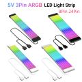 5V 3Pin PC ARGB GPU Cable 8Pin 24Pin PSU RGB Cable Extensions Flexible LED Strip Light DIY Kit for Computer Power Supply. 