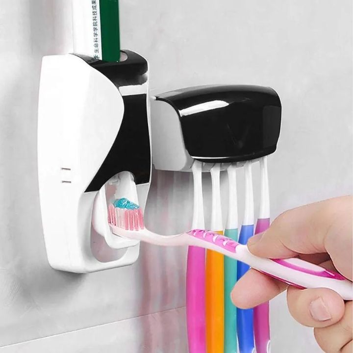 Toothpaste Dispenser, Toothpaste Holder Automatic Toothpaste Dispenser, Vacuum Extrusion Principle 6.3x2.4x2.8in No Need To Drill Safe And Durable for Toilet Home