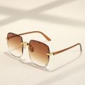 Square Frameless Classic Gradient Women Sunglasses. 