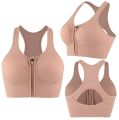 Women Shockproof Front Zipper Closure High Impact Sports Bra Racerback Yoga Top. 