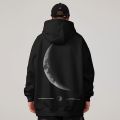 M-8XL Men Oversized Pullover Hoodie Fashionable Loose American Retro Crescent Print Long Sleeved Couple Outfit. 