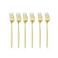 6Pcs Stainless Steel Matte Cake Fruit Forks Flatware Silverware Cutlery For Dessert Salad Fork Set Gold Tableware Mini Fork.