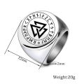 VQYSKO Solomon Six-Pointed Star 12 Constellation Round Signet Rings Stainless Steel Band for Men Women.