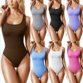 Cross border European and American foreign trade Amazon Summer AliExpress women's U-neck sleeveless vest tight fitting jumpsuit. 