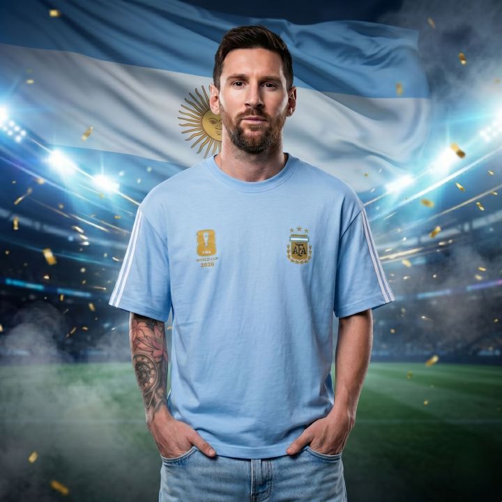 Premium Argentina Fan Edition Drop Shoulder White Color