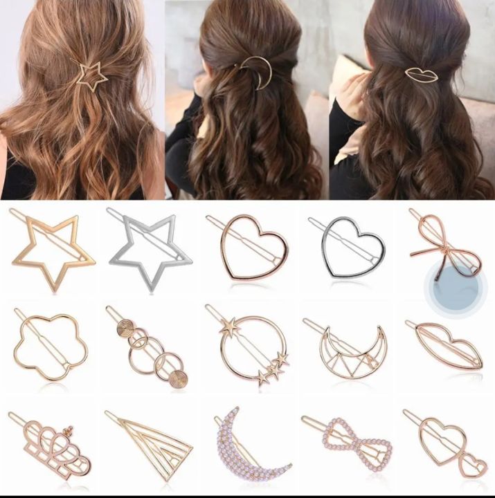 New Fashion Metal Hair Clip Elegant Star Round Barrette for Girls Butterflies SweetHairpins Barrettes Hair Accessories