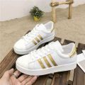 Women White Sneakers Court Point Running Shoes Lace-Up, Vinyl Synthetic Leather, Comfortable, Casual, Free Size, Stylish for College and Outdoor Activities. 