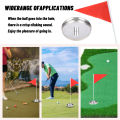 Golf Putting Practice Set with Stainless Steel Cup Base and Flagpole with Triangular Flag for Indoor and Outdoor Training Access. 