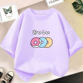 Girls Strawberry Print Short Sleeved T Shirt Summer Kids Cotton Loose T-shirts Harajuku Kawaii Doughnut Tops. 