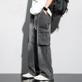 Black And Grey Box Stylish Baggy Regular Faded Jeans Pant For Men | Baggy Pants | Pants For Men | Men's Wear |. 