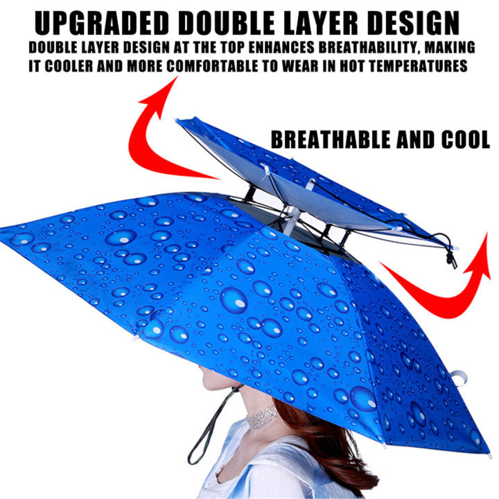 Rain%20Umbrella%20Hat%20Foldable%20Sun%20Shade%20Waterproof%20Fishing%20Headwear%20Cap%20Beach%20Head%20Hats%20Double-Layer%20UV%20Protection%20Sunscreen%20-%20Image%203