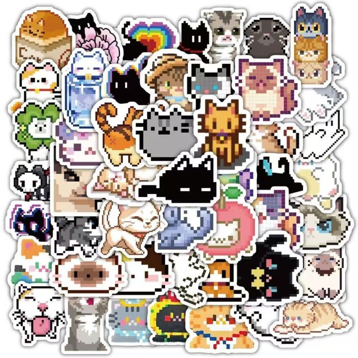 Sticker Simple Pixelated 100 pcs cute pixel kitten stickers children decorate the surrounding ...