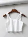 sexy women summer crop tops sleeveless short cotton u collar knitted bar. 