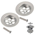 2 Set 70mm Stainless-Steel Kitchen Bathroom Sink Strainer Bath Plug Hole With Screw Drain Hole Filter Plug. 