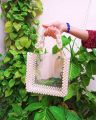 pearl beaded bag with transparent acrylic sheet / size medium and small /elegant and stylish bags. 