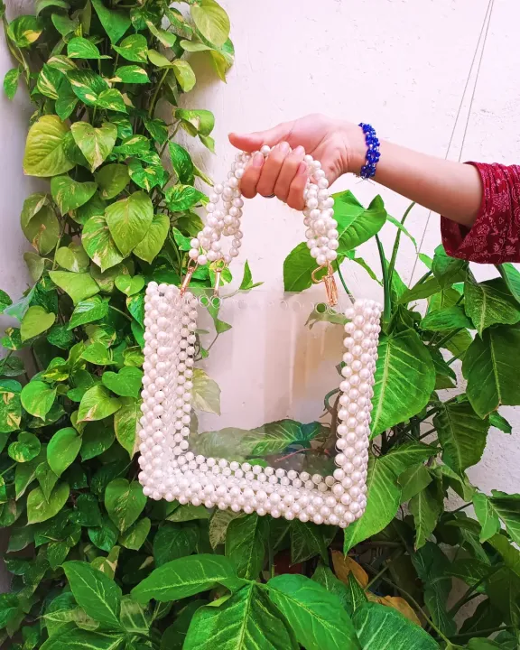 pearl%20beaded%20bag%20with%20transparent%20acrylic%20sheet%20/%20size%20medium%20and%20small%20/elegant%20and%20stylish%20bags%20-%20Image%202