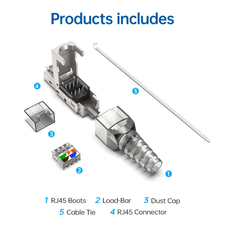 CAT8 STP RJ45 Connector Reusable Ethernet Termination Modular Plug ...