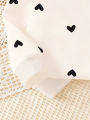 Girls' Heart Print Sweatshirt Set Beige Long-Sleeve Top + Black Leggings 2-Piece Casual Kids Outfit. 