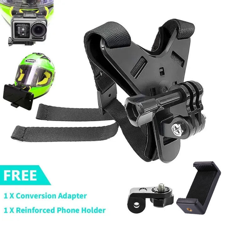 Motorcycle Helmet Chin Mount – Versatile Phone & Camera Holder for GoPro, DJI, & Action Cameras