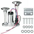 Super Loud 600DB Dual Trumpet Train Horns for Trucks 12V Stainless Steel Electric High Decibel Chrome Finished Car Speaker with.