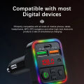Car Bluetooth Adapter 5.3 FM Radio Transmitter MP3 Music Player Handsfree Calling Audio Receiver Type-C PD USB Car Quick Charger.