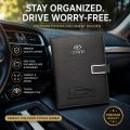 Premium Toyota Car Document Holder | Luxury Leather Registration & License Organizer Wallet - Black. 
