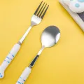 Stainless Steel Spoon and Fork Set with Storage Box Portable Tableware Cute Cat Paw Shaped Dinnerware Kit for Adults Kids School. 